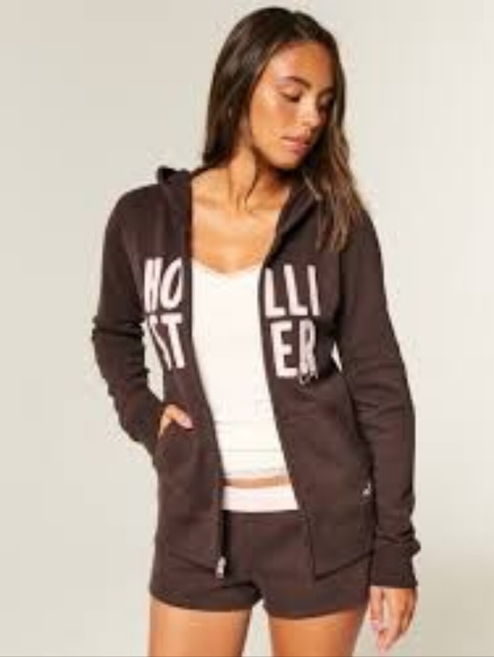 Hollister Dark Brown Full-Zip Hoodie LIKE NEW SIZE XL - Picture 2 of 2